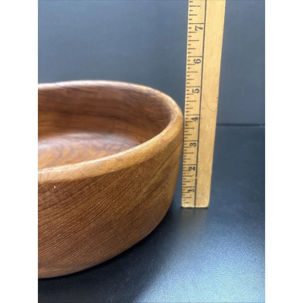 Vintage Teak Wood Round Salad/Fruit Bowl